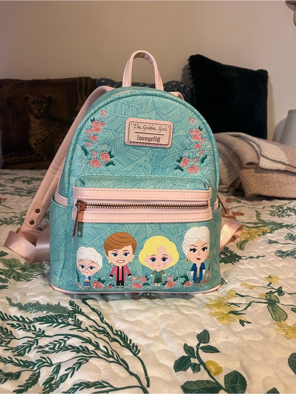 Loungefly Mint Green & Blush Golden Girls Floral Mini Backpack